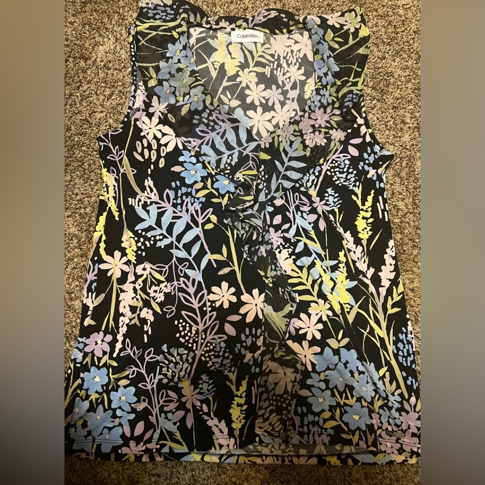 V neck front ruffled multi colored top